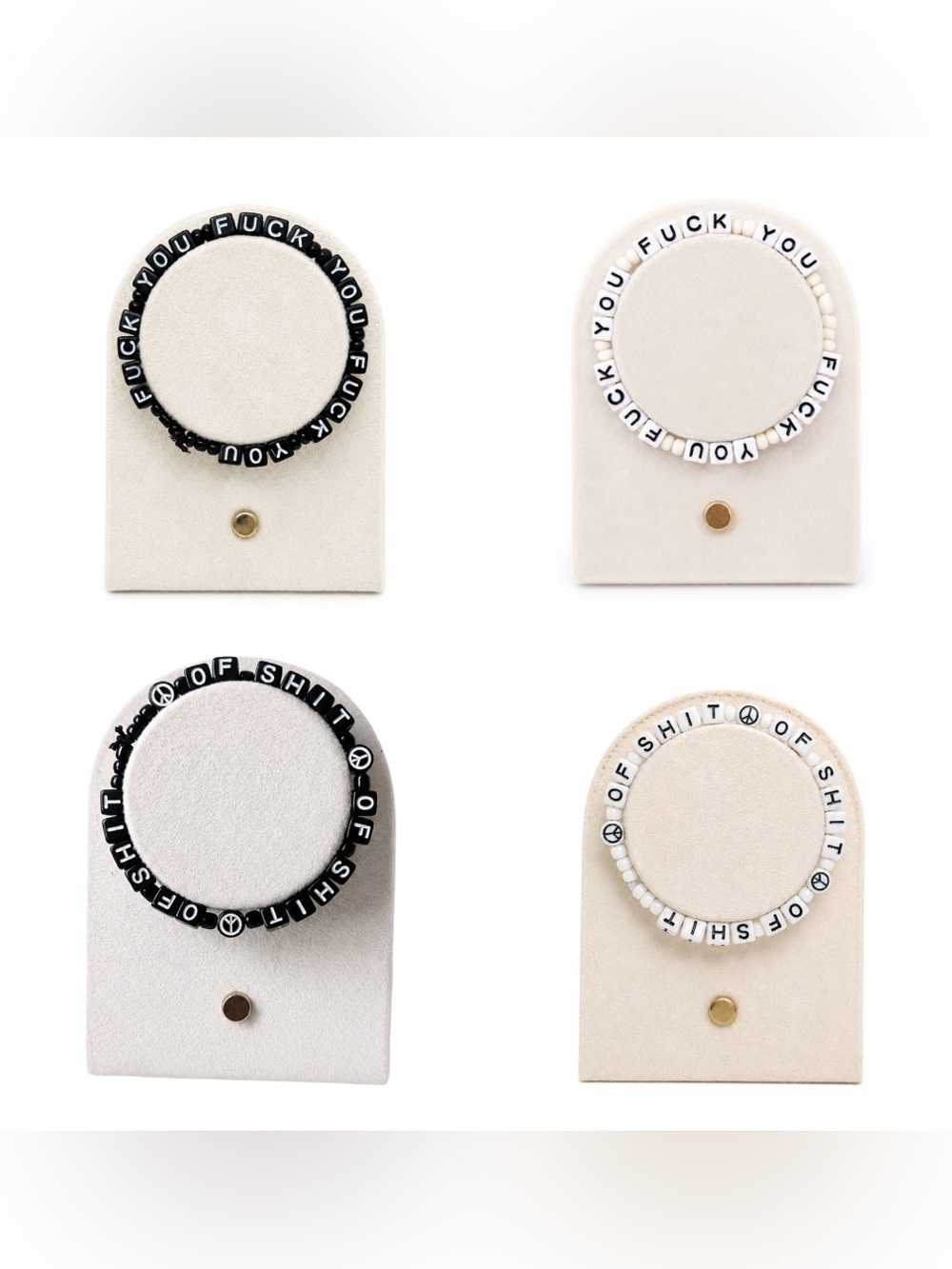 Paraphernalia bracelet bundle - Black & White F.U & POS bracelets